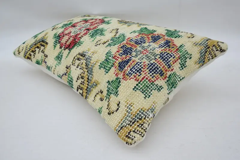 Pillow, Kilim Pillow Cover, Car Pillow Sham, Floor Cushion Case, Ethnical Kilim Rug Pillow, Turkish Pillow, 12x20 Beige Pillow Cover - 5