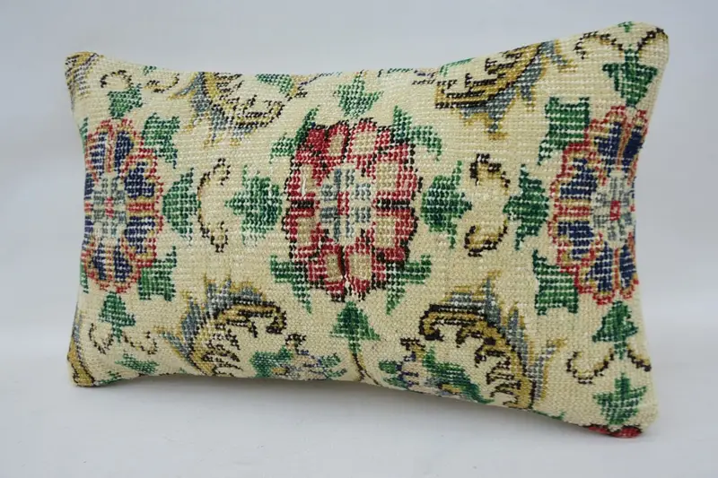 Pillow, Kilim Pillow Cover, Car Pillow Sham, Floor Cushion Case, Ethnical Kilim Rug Pillow, Turkish Pillow, 12x20 Beige Pillow Cover - 3