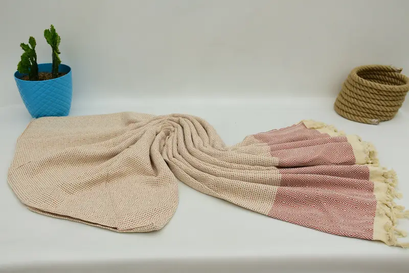 Organic Throw, Bridesmaid Gifts, Wedding Favors, Personalize Gift, 104x80 Cotton Diamond Towel, Turkish Blanket Throw, Shower Curtain, Throw Blanket - 6