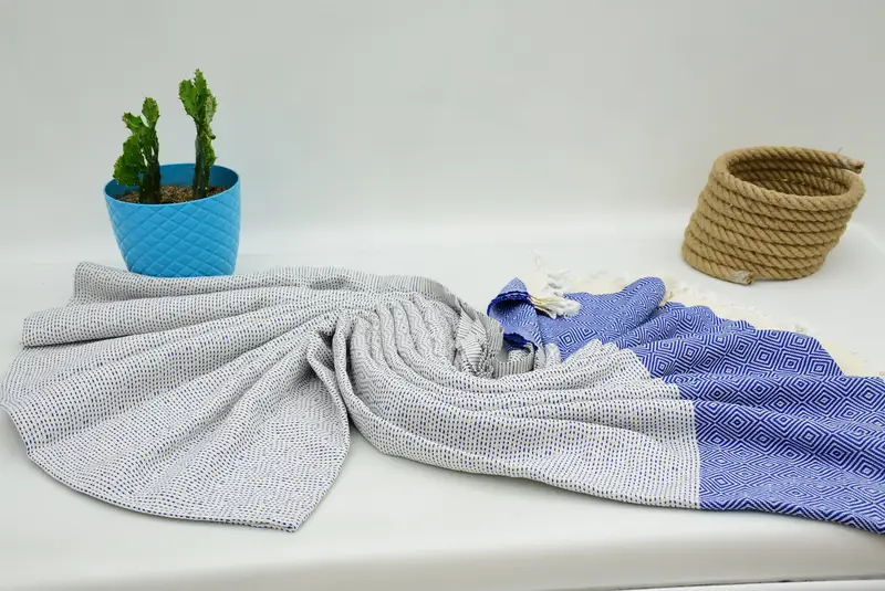 Organic Throw, Bridesmaid Gifts, Wedding Favors, Personalize Gift, 104x80 Cotton Diamond Towel, Turkish Blanket Throw, Shower Curtain, Throw Blanket - 3
