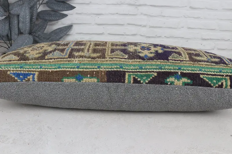 Indoor Pillow Cover, Pet Pillow Cover, Gift Pillow, Turkish Kilim Pillow, 16x36 Blue Pillow Case, Pillow, Vintage Kilim Throw Pillow - 5