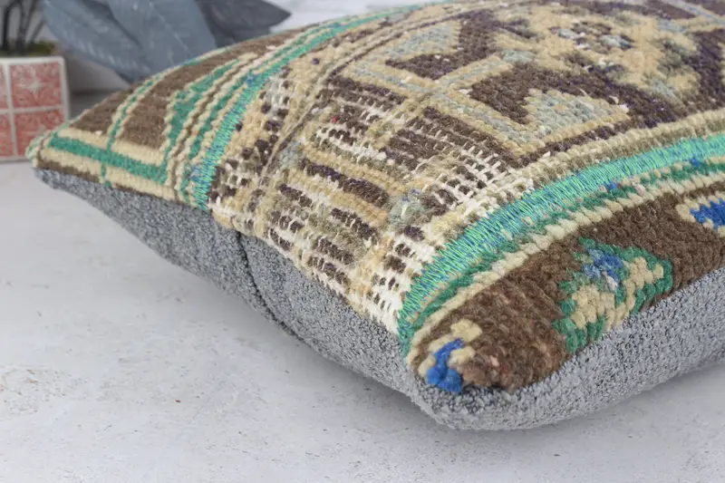 Indoor Pillow Cover, Pet Pillow Cover, Gift Pillow, Turkish Kilim Pillow, 16x36 Blue Pillow Case, Pillow, Vintage Kilim Throw Pillow - 6