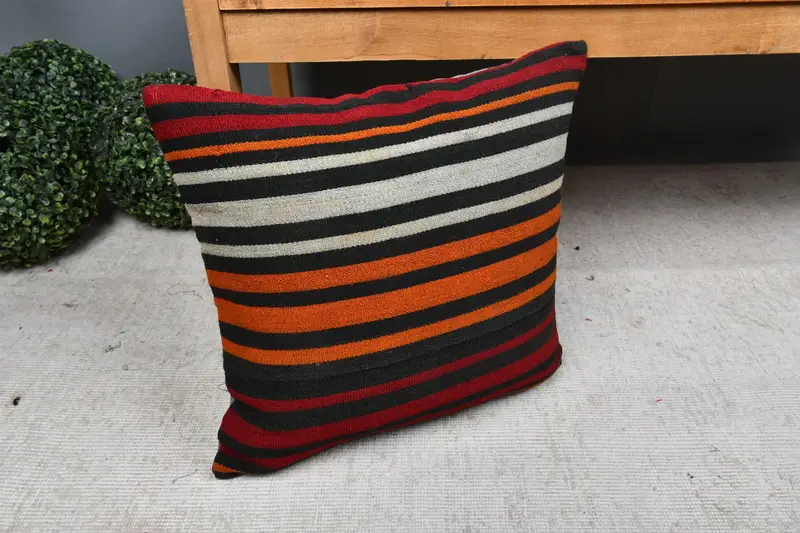 Pillow for Couch, Antique Pillows, 18x18 Orange Pillow Case, Cushion Cover, Comfy Throw Pillow Case, Interior Designer Pillow - 7