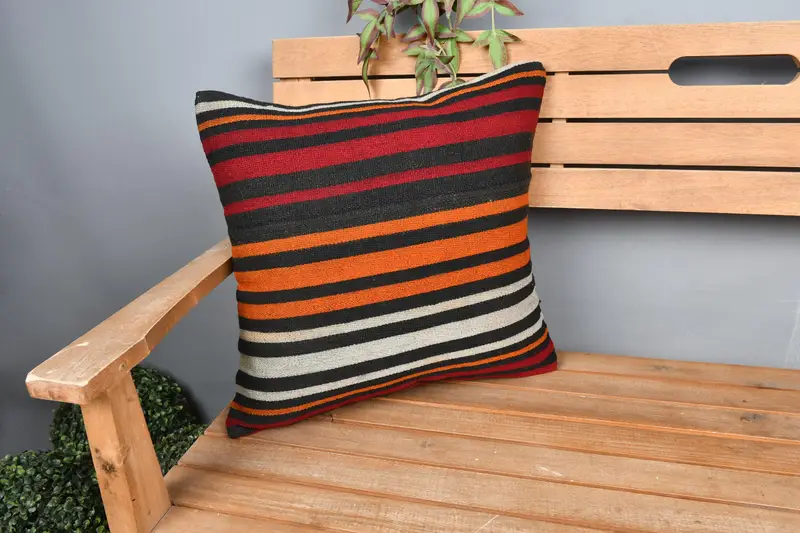 Pillow for Couch, Antique Pillows, 18x18 Orange Pillow Case, Cushion Cover, Comfy Throw Pillow Case, Interior Designer Pillow - 1
