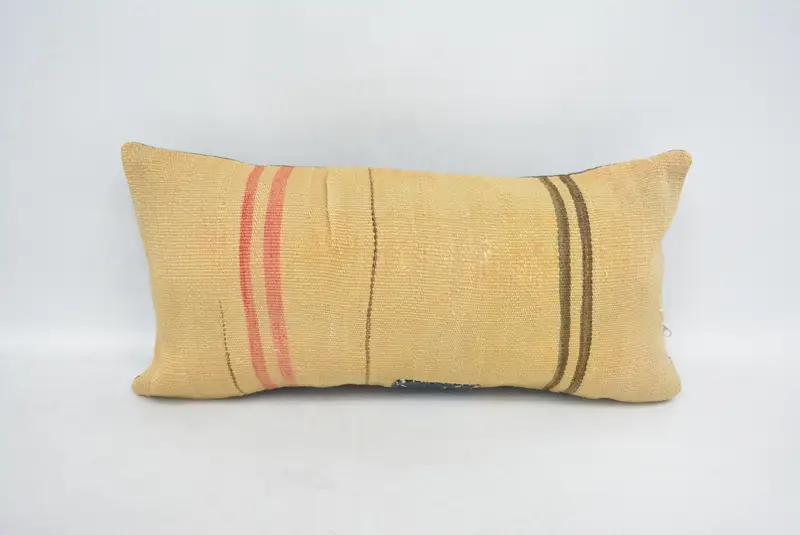 12x24 Beige Pillow Case, Kilim Pillow, Crochet Pattern Pillow Cover, Indoor Cushion, Throw Kilim Pillow, Interior Designer Pillow, Pillow Sham - 1