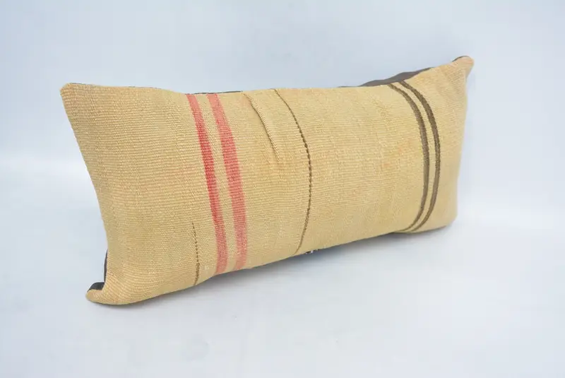 12x24 Beige Pillow Case, Kilim Pillow, Crochet Pattern Pillow Cover, Indoor Cushion, Throw Kilim Pillow, Interior Designer Pillow, Pillow Sham - 3