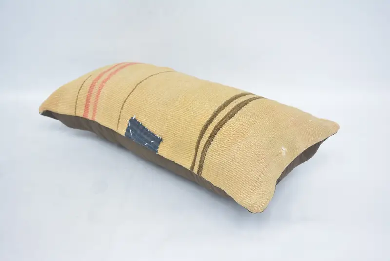 12x24 Beige Pillow Case, Kilim Pillow, Crochet Pattern Pillow Cover, Indoor Cushion, Throw Kilim Pillow, Interior Designer Pillow, Pillow Sham - 6