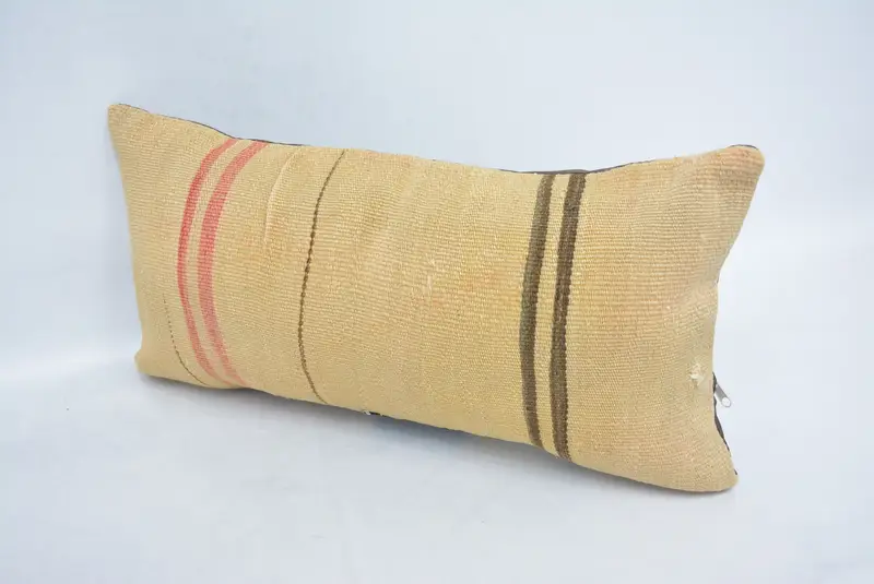 12x24 Beige Pillow Case, Kilim Pillow, Crochet Pattern Pillow Cover, Indoor Cushion, Throw Kilim Pillow, Interior Designer Pillow, Pillow Sham - 4