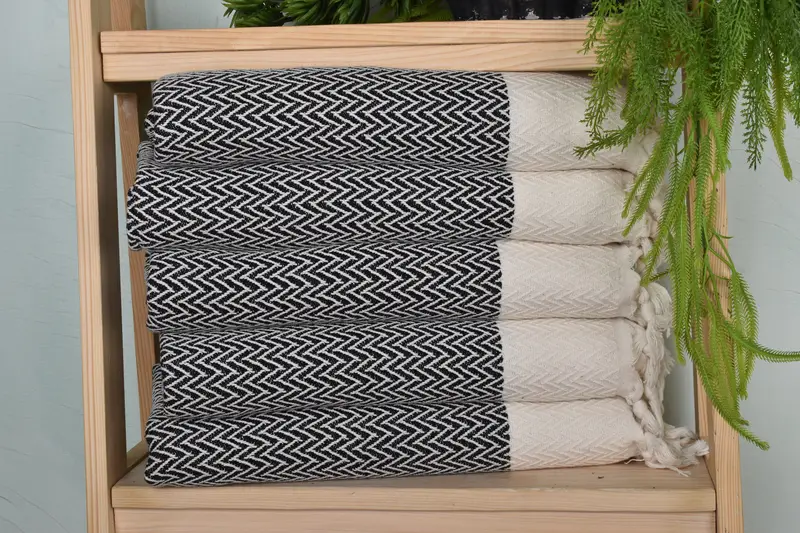 Gift For Boyfriend, 34x18 Cotton Zigzag Design Towel, Personalized Hand Towel, Monogram Kitchen Towel, Custom Hand Towel, Girl Trip Party Favor - 1