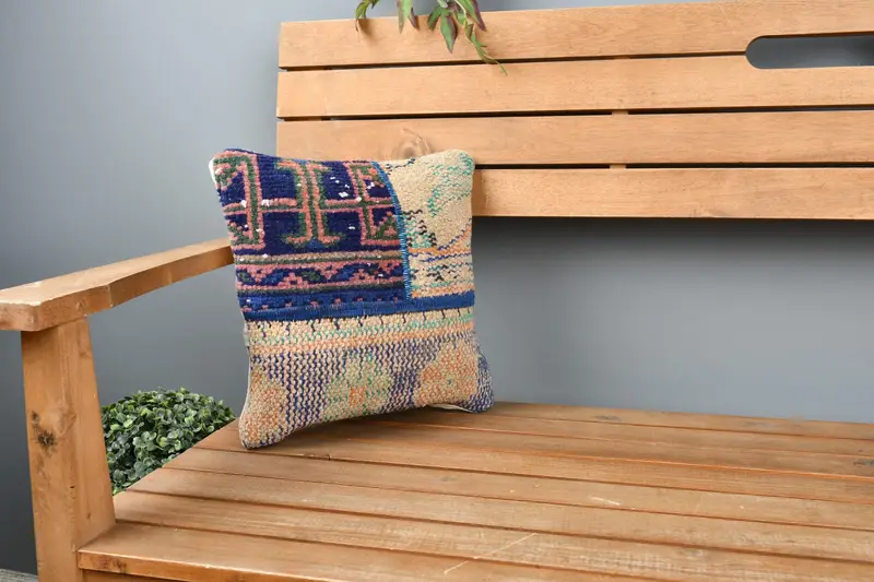 Home Decor Pillow, Living Room Throw Pillow, 12x12 Blue Pillow Sham, Vintage Cushion Case, Gift Pillow, Pillow Cover, Antique Pillows - 1