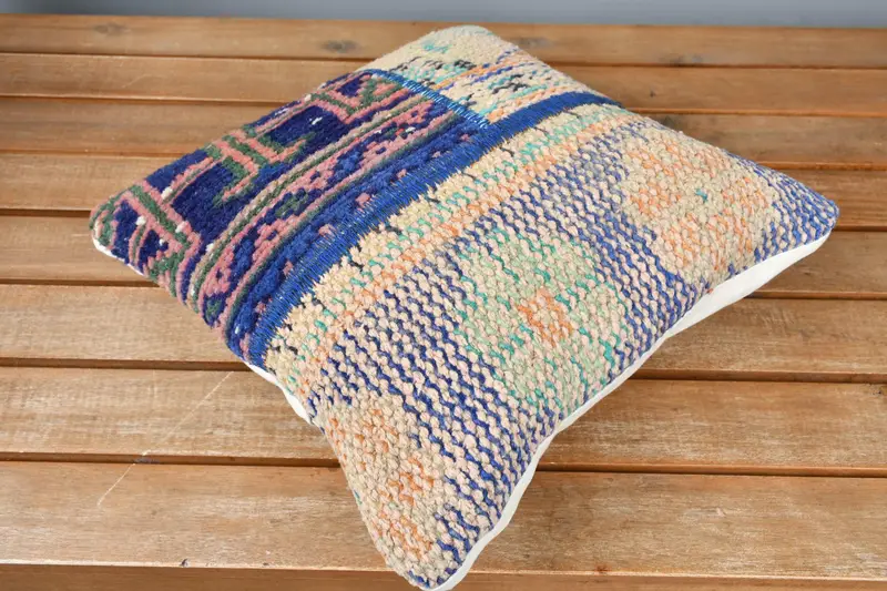 Home Decor Pillow, Living Room Throw Pillow, 12x12 Blue Pillow Sham, Vintage Cushion Case, Gift Pillow, Pillow Cover, Antique Pillows - 2