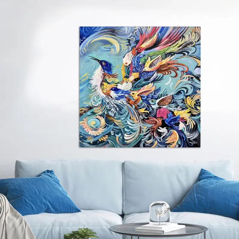 Modern Baskılı Cam: Trendy Soyut Simurgh Kuş Tasarımı