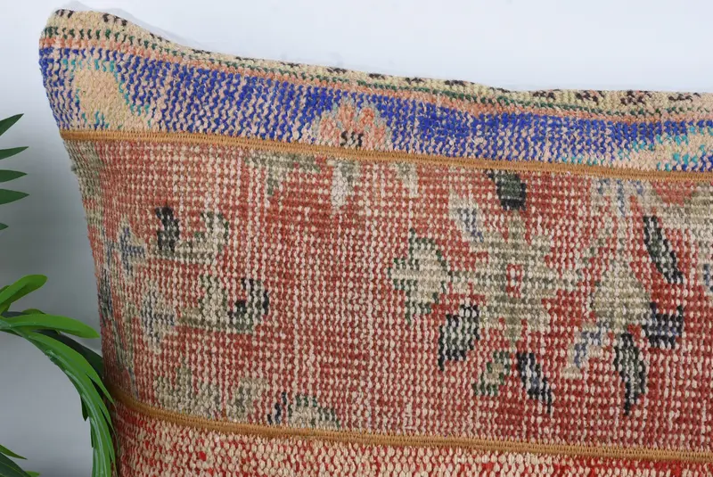 Turkish Pillow, Vintage Pillow, Pastel Pillow Sham, Pillow, Vintage Kilim Throw Pillow, 28x28 Red Cushion Cover, Vintage Pillow Sham - 3