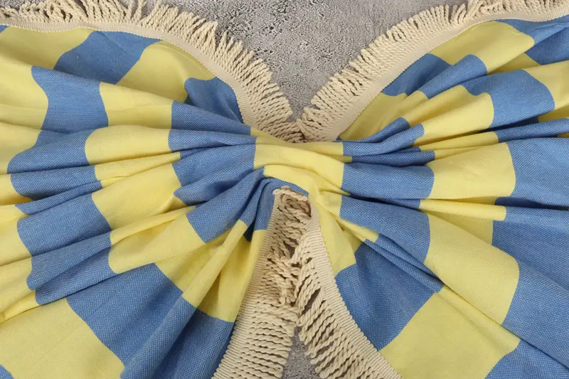 Monogram Beach Towel, Bridal Shower Gifts, Monogram Turkish Towel, Scarf Towel, Guest Towel, 64x64 Cotton Striped Round Towel, Bridesmaid Gift Towel - 8