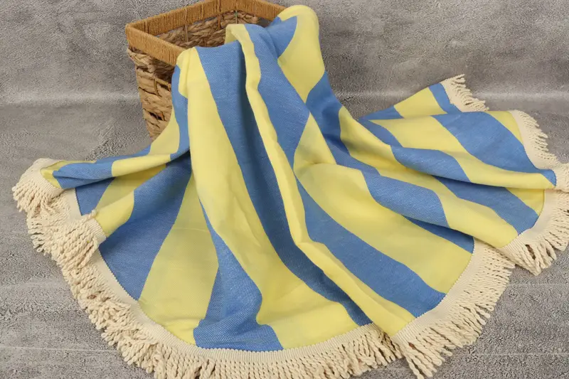 Monogram Beach Towel, Bridal Shower Gifts, Monogram Turkish Towel, Scarf Towel, Guest Towel, 64x64 Cotton Striped Round Towel, Bridesmaid Gift Towel - 7