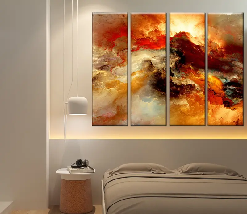 Orange Marble, Abstract Canvas Art, Large Marble Art, Marble Wall Art, Abstract Marble Art, Split Canvas Art, Abstract Print, Bedroom Canvas - 3