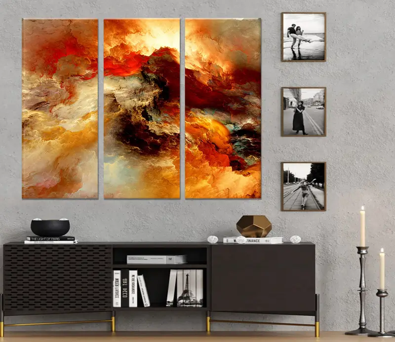 Orange Marble, Abstract Canvas Art, Large Marble Art, Marble Wall Art, Abstract Marble Art, Split Canvas Art, Abstract Print, Bedroom Canvas - 2