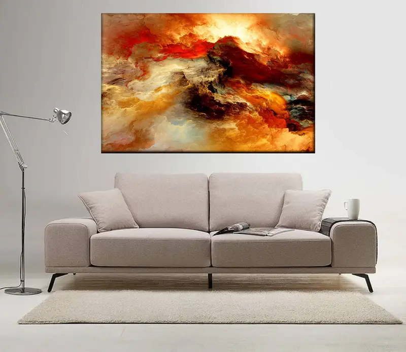 Orange Marble, Abstract Canvas Art, Large Marble Art, Marble Wall Art, Abstract Marble Art, Split Canvas Art, Abstract Print, Bedroom Canvas - 1
