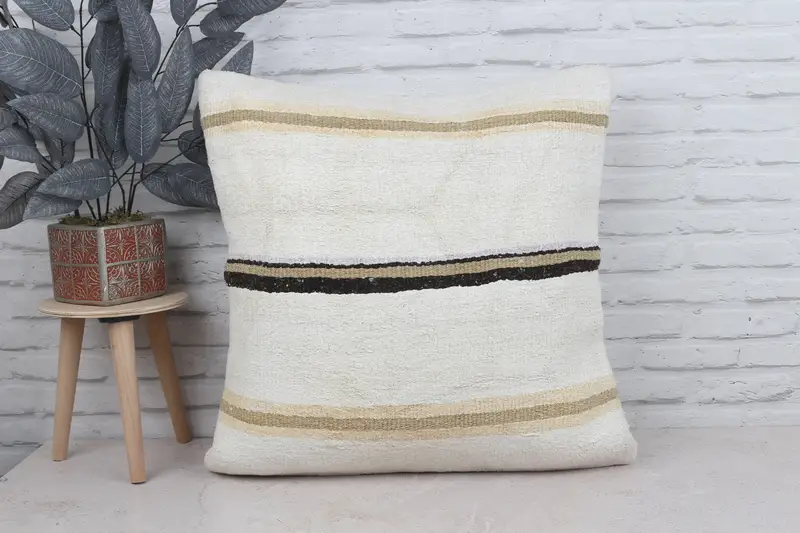 Turkish Pillow, Pillow, 24x24 White Cushion Cover, Outdoor Bolster Cushion Cover, Vintage Kilim Throw Pillow, Christmas Pillow, Vintage Pillow - 1