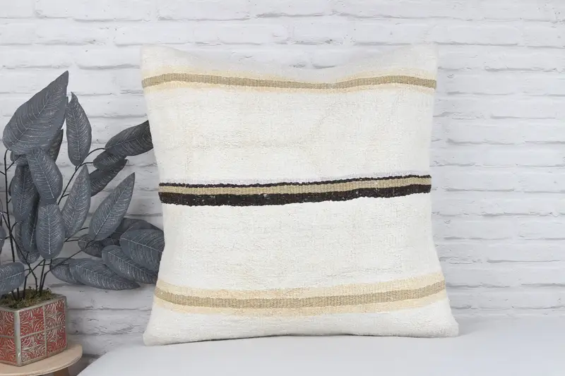 Turkish Pillow, Pillow, 24x24 White Cushion Cover, Outdoor Bolster Cushion Cover, Vintage Kilim Throw Pillow, Christmas Pillow, Vintage Pillow - 2