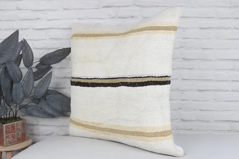 Turkish Pillow, Pillow, 24x24 White Cushion Cover, Outdoor Bolster Cushion Cover, Vintage Kilim Throw Pillow, Christmas Pillow, Vintage Pillow - 4