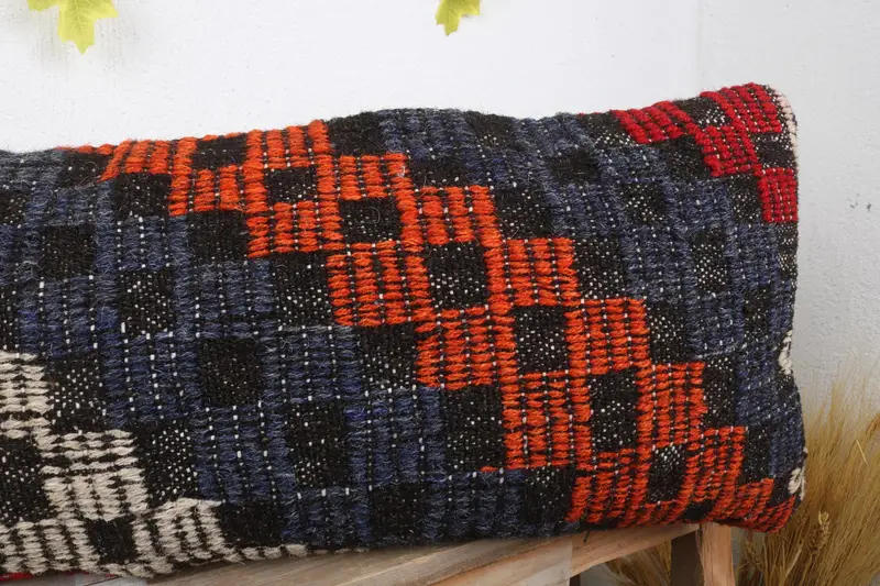 Lounge Throw Pillow Cover, Pillow for Sofa, Turkish Pillow, Turkish Kilim Pillow, Armchair Pillow, Pillow Sham, 12x36 Blue Pillow Sham - 5