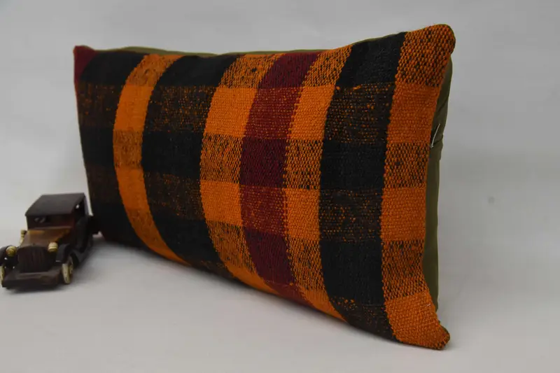 12x24 Orange Cushion Case, Morroccon Kilim Cushion Pillow Cover, Pillow Sham, Boho Pillow Sham Cover, Turkish Kilim Pillow, Pillow for Sofa - 3