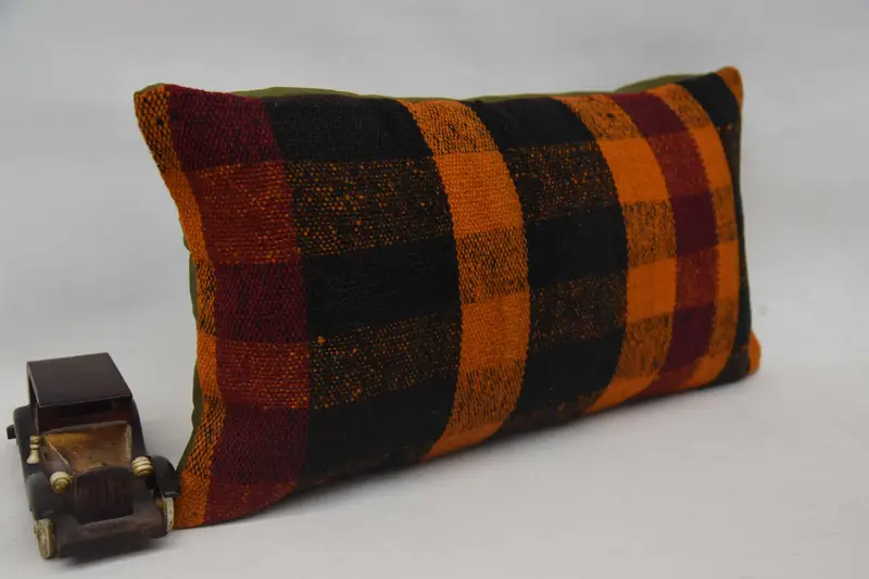 12x24 Orange Cushion Case, Morroccon Kilim Cushion Pillow Cover, Pillow Sham, Boho Pillow Sham Cover, Turkish Kilim Pillow, Pillow for Sofa - 2