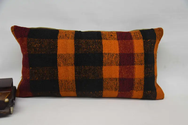 12x24 Orange Cushion Case, Morroccon Kilim Cushion Pillow Cover, Pillow Sham, Boho Pillow Sham Cover, Turkish Kilim Pillow, Pillow for Sofa - 1