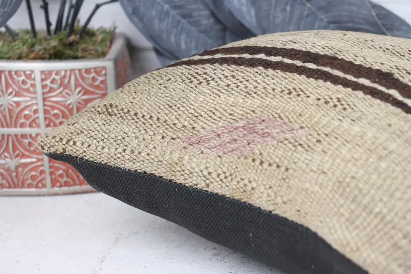 Kilim Cushion Sham, Pillow Sham, 12x12 Beige Pillow, Retro Throw Cushion, Interior Designer Pillow, Handmade Cushion Cover, Turkish Pillow - 7