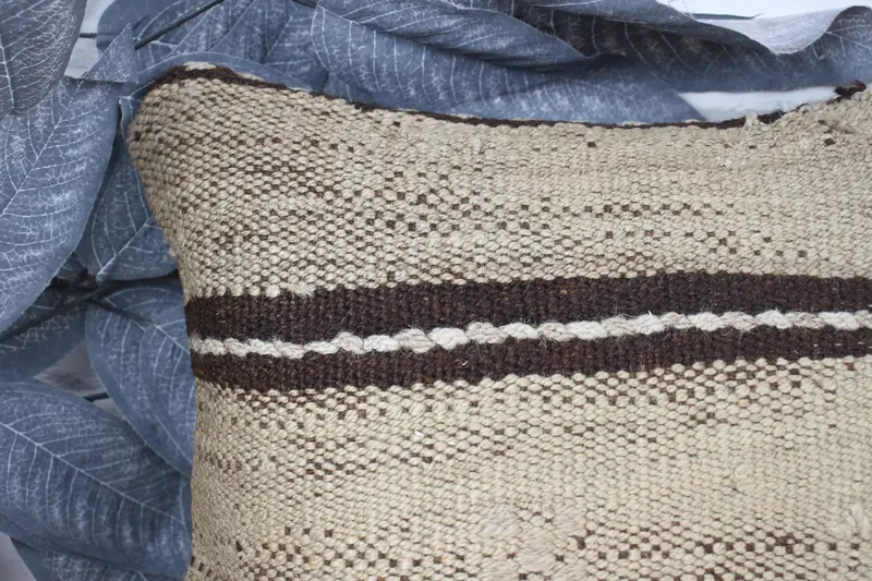 Kilim Cushion Sham, Pillow Sham, 12x12 Beige Pillow, Retro Throw Cushion, Interior Designer Pillow, Handmade Cushion Cover, Turkish Pillow - 2