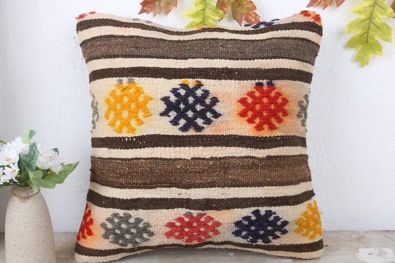 16x16 White Cushion, Sofa Bolster Cushion Cover, Boho Pillow, Kilim Pillow Cover, Sofa Pillow Case, Interior Designer Pillow, Cushion Cover - 2
