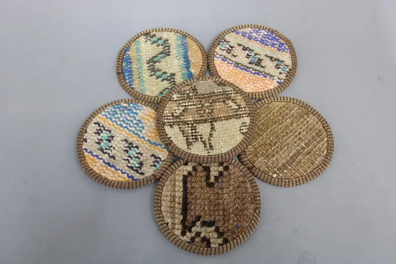 Posavasos marrón y bronce, posavasos Kilim único