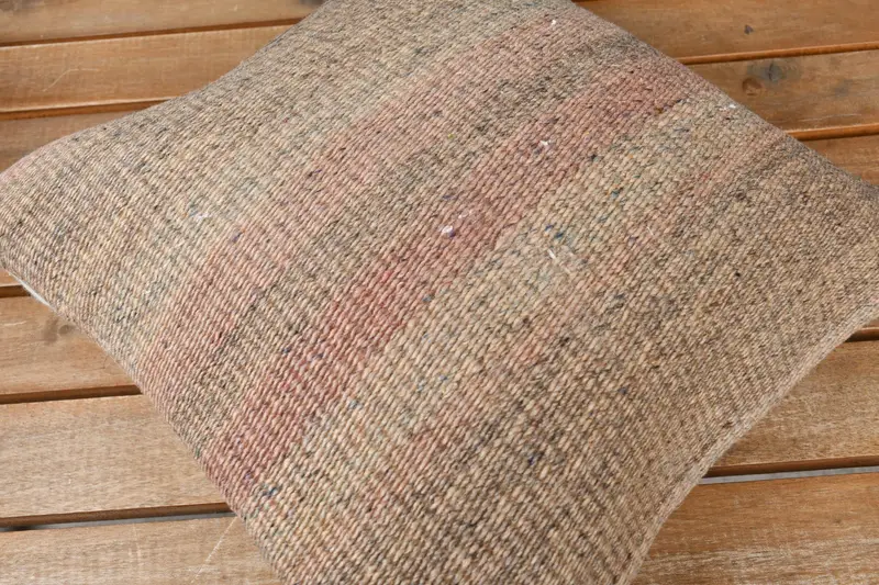 Handmade Throw Cushion, 12x12 Brown Cushion, Pillow Sham, Accent Pillow Cover, Handmade Kilim Cushion, Boho Pillow Sham Cover, Kilim Pillow - 3