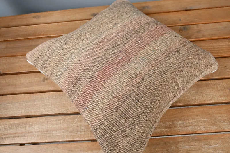 Handmade Throw Cushion, 12x12 Brown Cushion, Pillow Sham, Accent Pillow Cover, Handmade Kilim Cushion, Boho Pillow Sham Cover, Kilim Pillow - 2