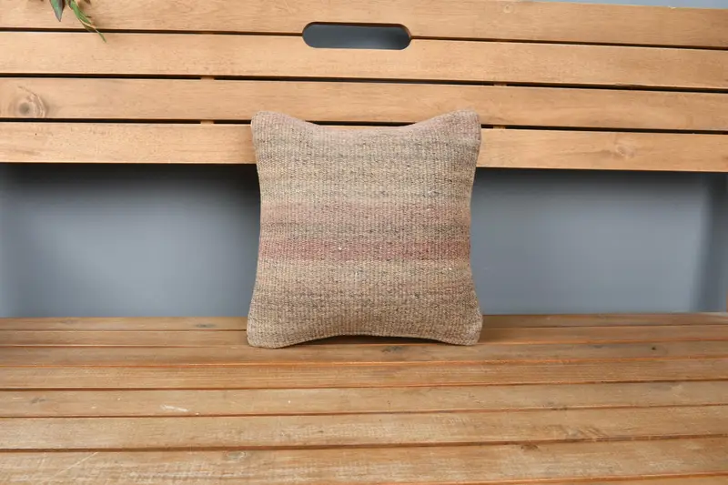Handmade Throw Cushion, 12x12 Brown Cushion, Pillow Sham, Accent Pillow Cover, Handmade Kilim Cushion, Boho Pillow Sham Cover, Kilim Pillow - 6