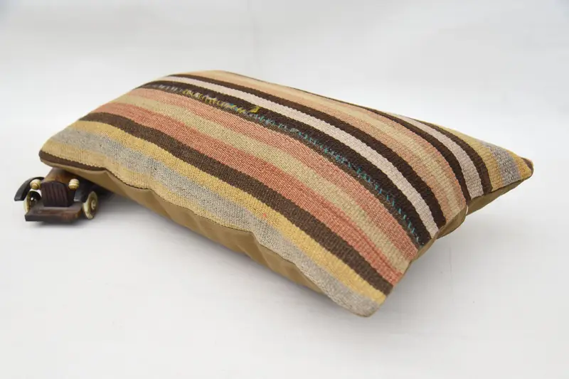 12x20 Brown Cushion Cover, Boho Pillow, Pillow for Couch, Cotton Cushion, Kilim Cushion Sham, Cushion Cover, Pattern Throw Cushion - 6