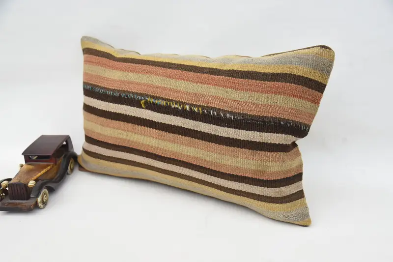 12x20 Brown Cushion Cover, Boho Pillow, Pillow for Couch, Cotton Cushion, Kilim Cushion Sham, Cushion Cover, Pattern Throw Cushion - 3