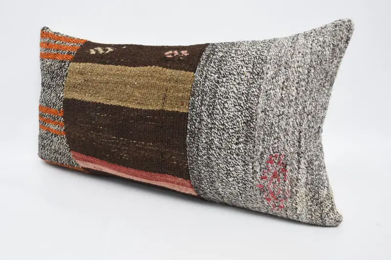 12x24 Brown Pillow, Bed Pillow Case, Turkish Kilim Pillow, Handmade Throw Pillow, Boho Pillow, Pillow for Sofa, Pillow Case, Tribal Cushion Cover - 4