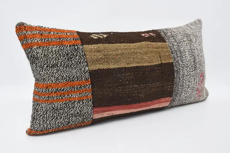 12x24 Brown Pillow, Bed Pillow Case, Turkish Kilim Pillow, Handmade Throw Pillow, Boho Pillow, Pillow for Sofa, Pillow Case, Tribal Cushion Cover - 3