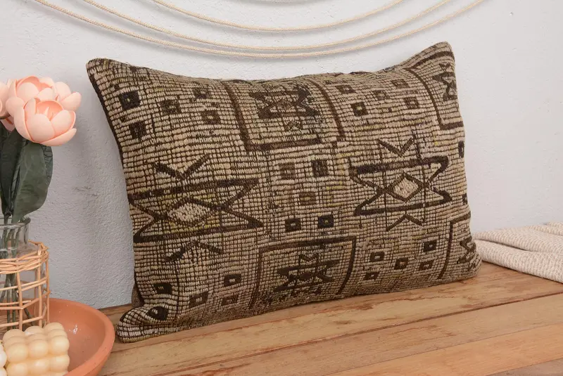 Braunes Southwestern Kissen, 16x24 handgemachtes Kissen