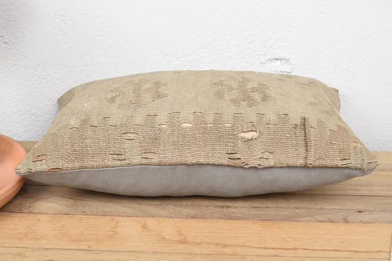 Kilim Cushion Sham, Pillow Case, Kilim Rug Pillow Sham, Vintage Kilim Pillow, Bed Cushion, Gift Pillow, 12x20 Beige Cushion Cover - 5