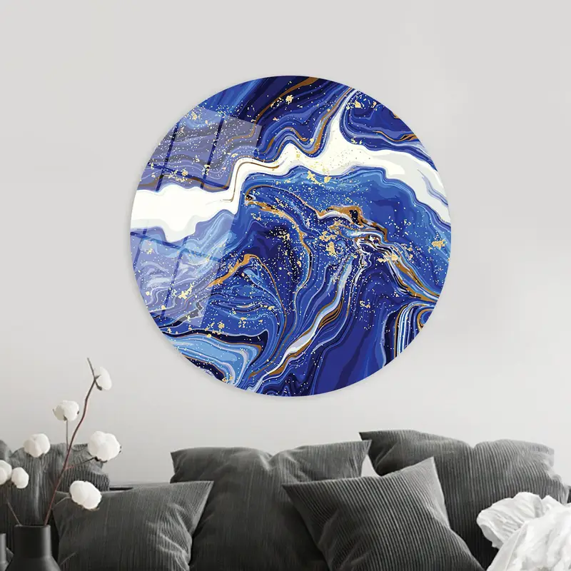 エレガントなブルーマーブルプリントキャンバス: 家庭用モダンアート