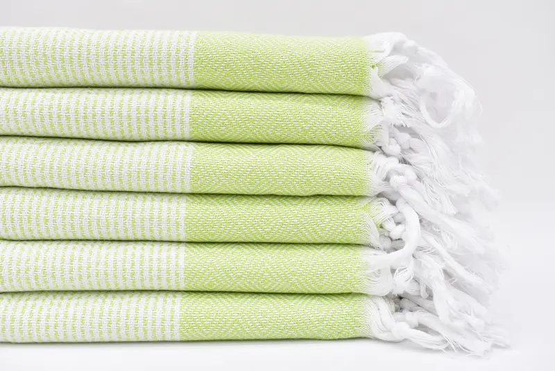 Pistachio Green Diamond Tea Towel, 40x18 Inches, Organic Cotton