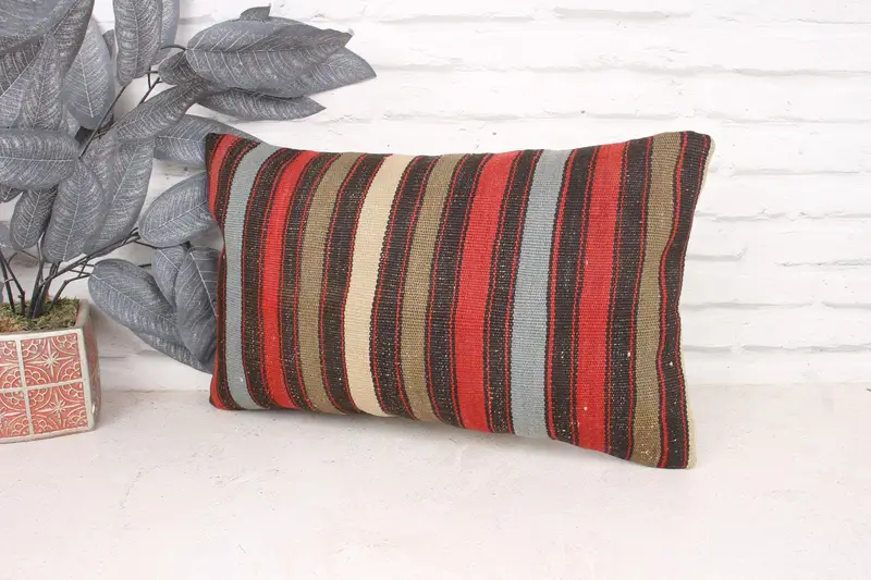 12x20 Red Pillow Cover, Pillow for Sofa, Seat Cushion Cover, Vintage Kilim Throw Pillow, Pillow Sham, Ethnical Kilim Rug Pillow - 4