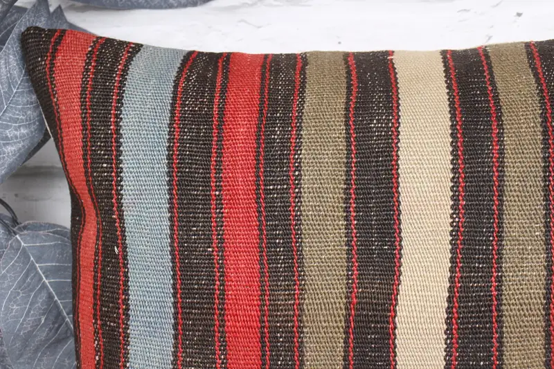 12x20 Red Pillow Cover, Pillow for Sofa, Seat Cushion Cover, Vintage Kilim Throw Pillow, Pillow Sham, Ethnical Kilim Rug Pillow - 2