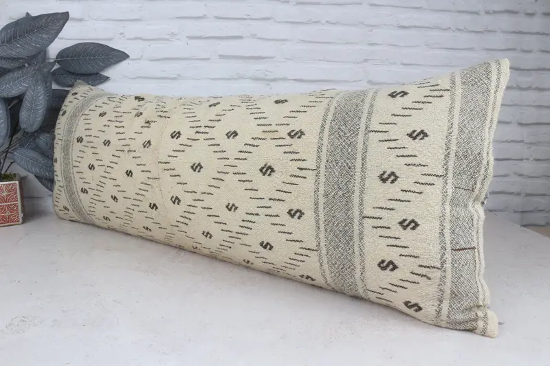 Vintage Pillow, 16x43 Beige Pillow Case, Bed Cushion Case, Cushion, Throw Kilim Pillow, Aesthetic Pillow, Pillow for Couch - 4