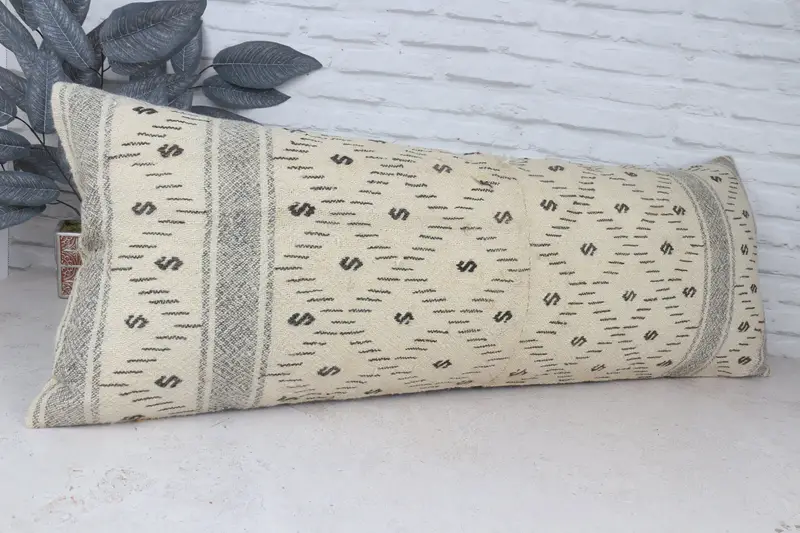 Vintage Pillow, 16x43 Beige Pillow Case, Bed Cushion Case, Cushion, Throw Kilim Pillow, Aesthetic Pillow, Pillow for Couch - 3