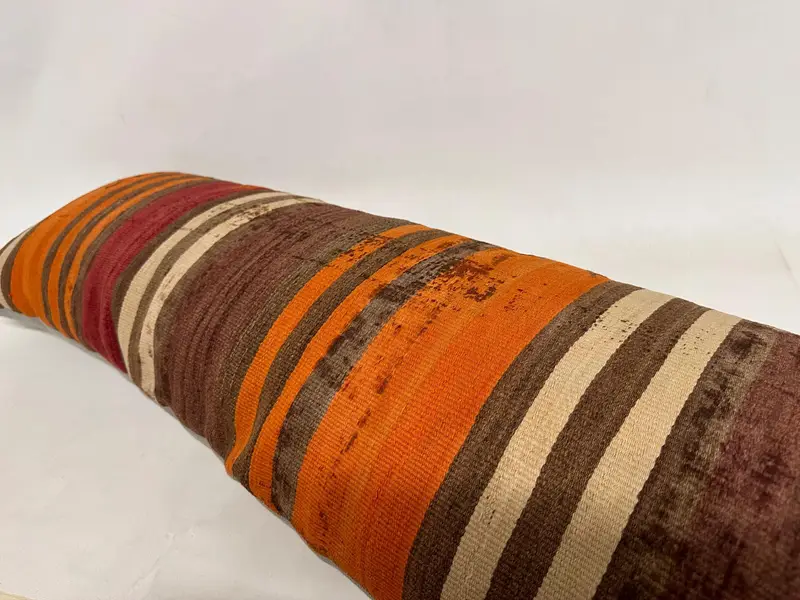 Kilim Cushion Sham, Christmas Pillow Cover, Throw Kilim Pillow, 16x48 Orange Pillow, Handmade Kilim Cushion, Pillow Sham - 6
