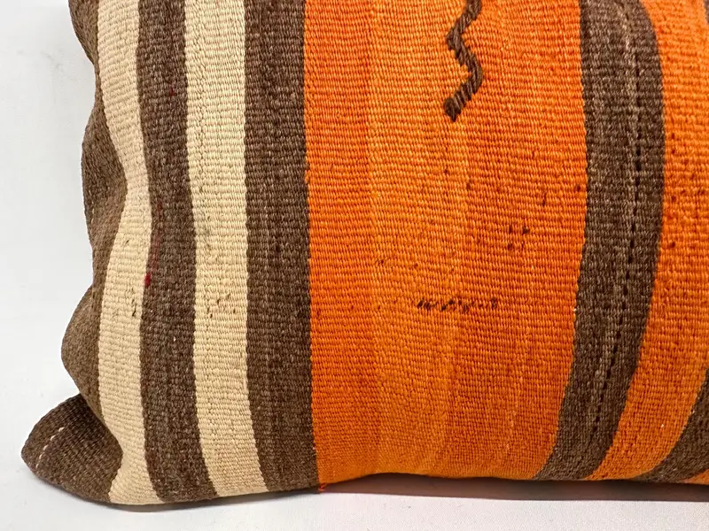 Kilim Cushion Sham, Christmas Pillow Cover, Throw Kilim Pillow, 16x48 Orange Pillow, Handmade Kilim Cushion, Pillow Sham - 2
